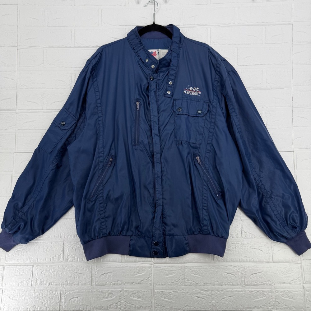 MBA Jeep Motorsports Jacket Mens XXXL Blue Good Vintage 70s Bomber Windbreaker